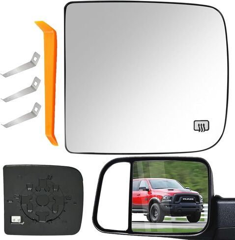 Heated Towing Convex Mirror Glass for 09-20 Dodge Ram 1500 2500 3500 4500 5500 Left Driver Side Upper Exterior Mirrors Glass Heating Big Tow Convex Mirror 68067729AA 68067727AA 68286843AA CH1324127 in Saudi Arabia