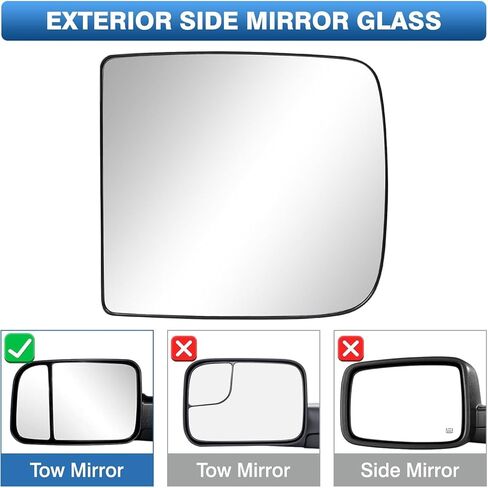 Heated Towing Convex Mirror Glass for 09-20 Dodge Ram 1500 2500 3500 4500 5500 Left Driver Side Upper Exterior Mirrors Glass Heating Big Tow Convex Mirror 68067729AA 68067727AA 68286843AA CH1324127 in Saudi Arabia