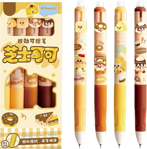 4 Pcs Cute Erasable Gel Ink Pens Retractable Pens Cartoon Animal Pen 0.5mm Black Ink Smooth Writing Pen for Women Girls Boys Office School Supplies (Animal-Black Ink) in Saudi Arabia