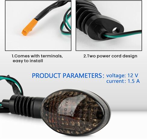 PSLER Motorcycle Front Rear Turn Signal Indicator Light Blinker for Ninja 250 250R EX250R 2008-2012,KLX250SF 2009-2011,KLX250S 2009-2014,VN650 Vulcan S 2015-2017 Accessories 12V in Saudi Arabia