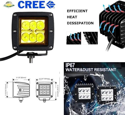 مصابيح LED لموقع Foglight من iJDMTOY متوافقة مع 08-10 Ford F250 F350 F450 Super Duty، بما في ذلك (2) مصابيح LED مكعبة صفراء 24 وات مقاس 3 بوصات، ودعامات تثبيت في منطقة الضباب وحزام أسلاك مفتاح التشغيل والإيقاف in Saudi Arabia