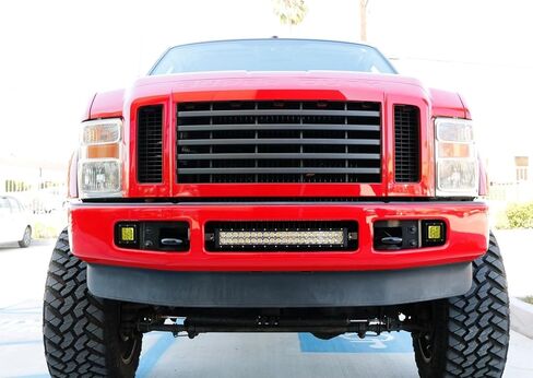 مصابيح LED لموقع Foglight من iJDMTOY متوافقة مع 08-10 Ford F250 F350 F450 Super Duty، بما في ذلك (2) مصابيح LED مكعبة صفراء 24 وات مقاس 3 بوصات، ودعامات تثبيت في منطقة الضباب وحزام أسلاك مفتاح التشغيل والإيقاف in Saudi Arabia