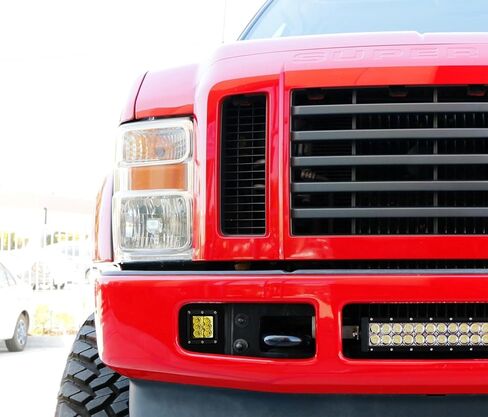 مصابيح LED لموقع Foglight من iJDMTOY متوافقة مع 08-10 Ford F250 F350 F450 Super Duty، بما في ذلك (2) مصابيح LED مكعبة صفراء 24 وات مقاس 3 بوصات، ودعامات تثبيت في منطقة الضباب وحزام أسلاك مفتاح التشغيل والإيقاف in Saudi Arabia