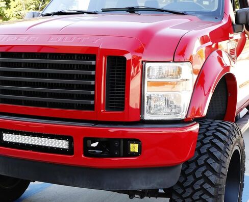 مصابيح LED لموقع Foglight من iJDMTOY متوافقة مع 08-10 Ford F250 F350 F450 Super Duty، بما في ذلك (2) مصابيح LED مكعبة صفراء 24 وات مقاس 3 بوصات، ودعامات تثبيت في منطقة الضباب وحزام أسلاك مفتاح التشغيل والإيقاف in Saudi Arabia