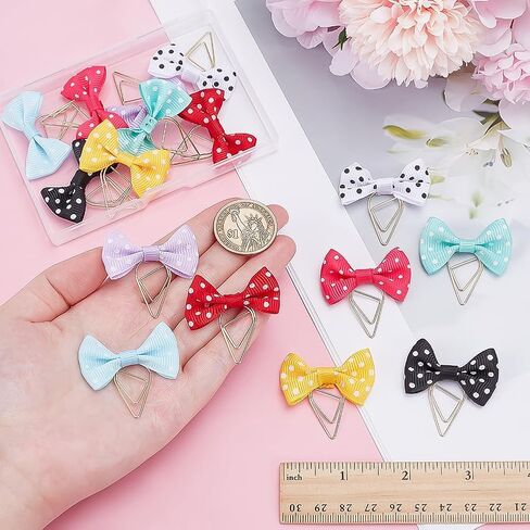 PH PandaHall 8 Colors Bows Paper Clip 16pcs Bowknot Shape Planner Bookmark 35mm Polka Dot Bow Paperclips Small Metal Bookmarks Accessories for Back to School Office Notebook Book Supplies in Saudi Arabia