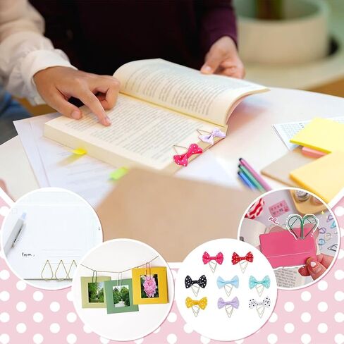 PH PandaHall 8 Colors Bows Paper Clip 16pcs Bowknot Shape Planner Bookmark 35mm Polka Dot Bow Paperclips Small Metal Bookmarks Accessories for Back to School Office Notebook Book Supplies in Saudi Arabia