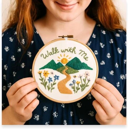 مجموعة تطريز Doodle Beads Walk with Me - موضوع الشباب 2025 LDS، حرفة الخياطة المسيحية DIY، مجموعة الخياطة القائمة على الإيمان للمراهقين والبالغين، هدية LDS للشابات، المعمودية والمبشرين in Kuwait