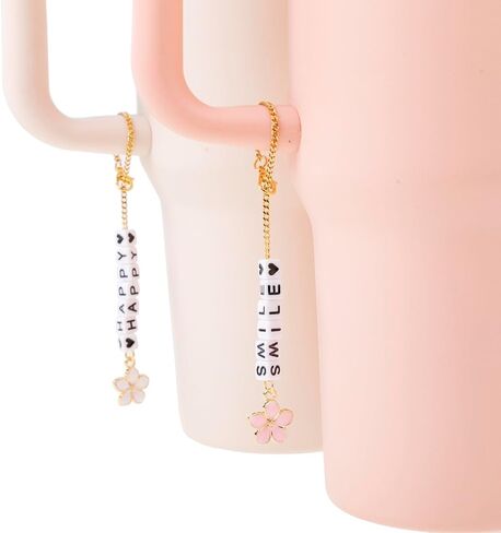LUBINGSHINE DIY Letter Charm Set for Stanley Cup, 3pcs Charm Chains & 240pcs Beads, Name ID Personalized Handle Chain for Stanley Tumbler, Gift for Women (Gold Color Letter) in Saudi Arabia