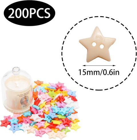 Lilaly 200 pcs Star Buttons for Crafts, Sewing Accessories, Suitable for for DIY Crafts, Coats, Shirts, Pants, Shorts (Star) in Saudi Arabia