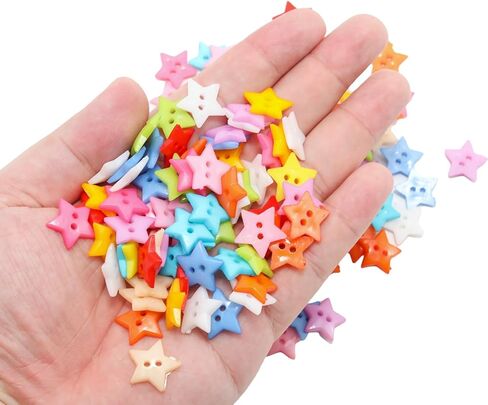 Lilaly 200 pcs Star Buttons for Crafts, Sewing Accessories, Suitable for for DIY Crafts, Coats, Shirts, Pants, Shorts (Star) in Saudi Arabia