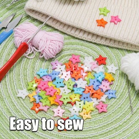 Lilaly 200 pcs Star Buttons for Crafts, Sewing Accessories, Suitable for for DIY Crafts, Coats, Shirts, Pants, Shorts (Star) in Saudi Arabia