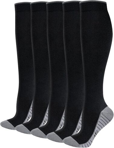 YUEDGE Compression Socks for Men Long Running Cycling Softball Baseball Athletic Sports Socks Flight Socks For Men,5 Pairs in Kuwait