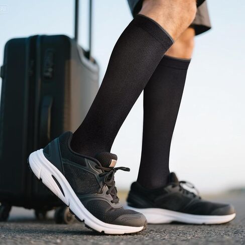 YUEDGE Compression Socks for Men Long Running Cycling Softball Baseball Athletic Sports Socks Flight Socks For Men,5 Pairs in Kuwait