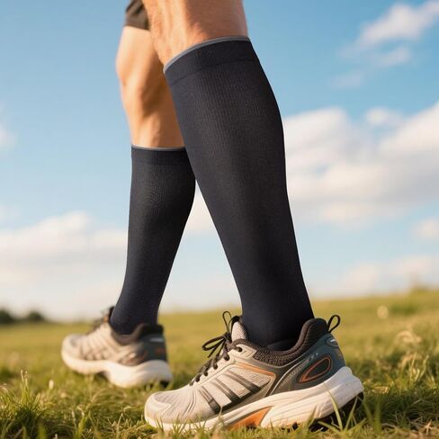 YUEDGE Compression Socks for Men Long Running Cycling Softball Baseball Athletic Sports Socks Flight Socks For Men,5 Pairs in Kuwait