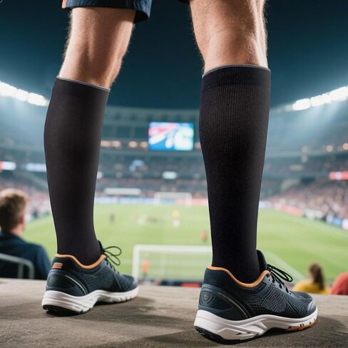 YUEDGE Compression Socks for Men Long Running Cycling Softball Baseball Athletic Sports Socks Flight Socks For Men,5 Pairs in Kuwait