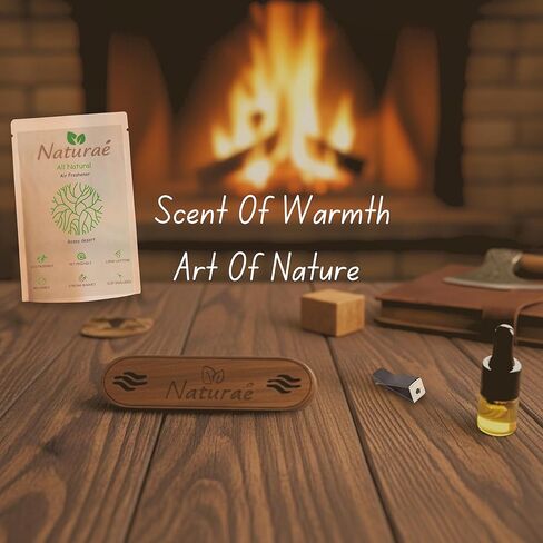 Naturaé Rosy Desert Car Air Freshener – Real Walnut Wood Diffuser with Upgraded Magnetic System – Refillable Scented Oil – Long-Lasting Eco-Friendly Scent – Complete Set – Made in USA in Saudi Arabia