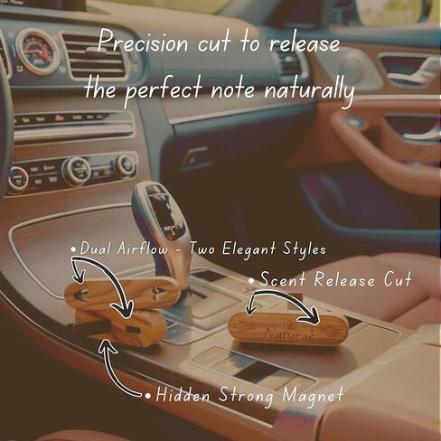Naturaé Rosy Desert Car Air Freshener – Real Walnut Wood Diffuser with Upgraded Magnetic System – Refillable Scented Oil – Long-Lasting Eco-Friendly Scent – Complete Set – Made in USA in Saudi Arabia
