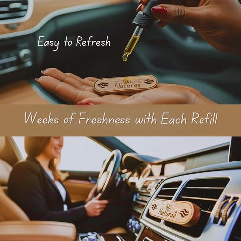 Naturaé Rosy Desert Car Air Freshener – Real Walnut Wood Diffuser with Upgraded Magnetic System – Refillable Scented Oil – Long-Lasting Eco-Friendly Scent – Complete Set – Made in USA in Saudi Arabia