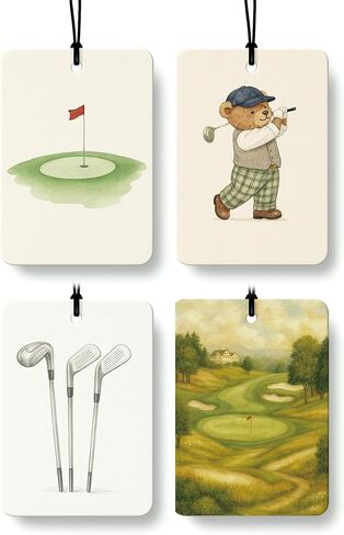 Funny Golf Bear Car Air Freshener 4 Pcs Coconut Scented, Golfing Car Accessories Mirror Decor for Women, Retro Golf Player Bear Hanging Air Freshener for Cars Closet Drawer Books in Saudi Arabia