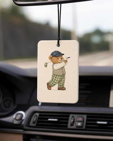 Funny Golf Bear Car Air Freshener 4 Pcs Coconut Scented, Golfing Car Accessories Mirror Decor for Women, Retro Golf Player Bear Hanging Air Freshener for Cars Closet Drawer Books in Saudi Arabia