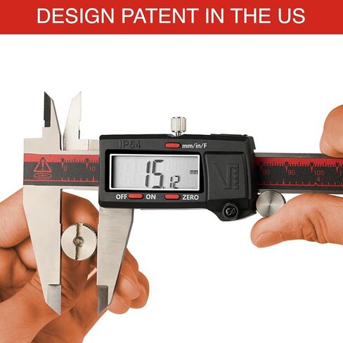 VINCA IP67 Grade Digital Caliper, DIPA-0605 0-6 Inch/150mm, Inch/Millimeter/Fraction Conversion, Stainless Steel, Large LCD Screen in Saudi Arabia