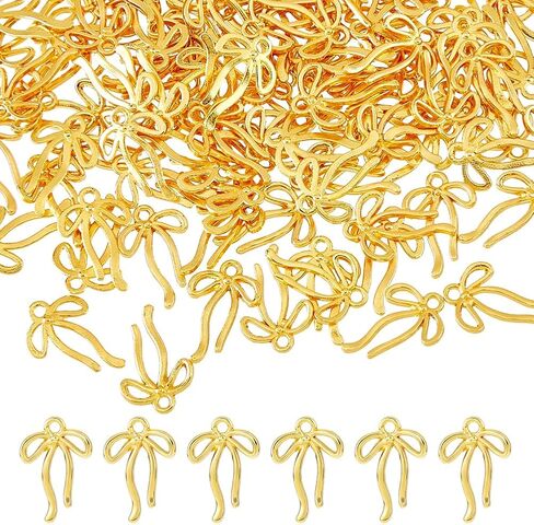 DICOSMETIC 100 قطعة من دلايات القوس السائبة من سبيكة فيونكة ساحرة وربطة عنق معدنية على شكل فيونكة دلاية لطيفة على شكل ربطة عنق من أجل صناعة يدوية وسوار وقلادة صناعة المجوهرات in Saudi Arabia