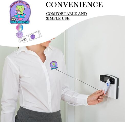 Retractable Badge Reel with Alligator Clip, Glitter Acrylic Nurse ID Card Holder with Beads, Bling Funny Design (Purple Frog) in Saudi Arabia