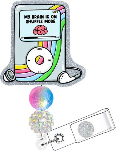 Retractable Badge Reel with Alligator Clip, Glitter Acrylic Nurse ID Card Holder with Beads, Bling Funny Design (Purple Frog) in Saudi Arabia