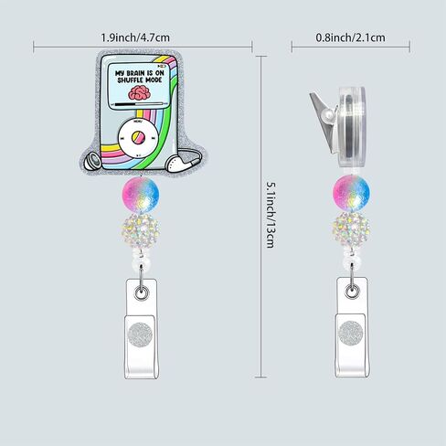 Retractable Badge Reel with Alligator Clip, Glitter Acrylic Nurse ID Card Holder with Beads, Bling Funny Design (Purple Frog) in Saudi Arabia