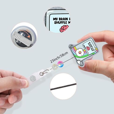 Retractable Badge Reel with Alligator Clip, Glitter Acrylic Nurse ID Card Holder with Beads, Bling Funny Design (Purple Frog) in Saudi Arabia