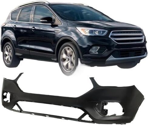 مناسب لغطاء المصد الأمامي الفاخر لسيارة Ford Escape 2017-2019 - استبدال بلاستيكي متين مع فتحات مصابيح الضباب (الطراز A) - شريط وجه فولاذي للسيارات in Saudi Arabia