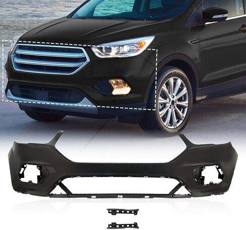 مناسب لغطاء المصد الأمامي الفاخر لسيارة Ford Escape 2017-2019 - استبدال بلاستيكي متين مع فتحات مصابيح الضباب (الطراز A) - شريط وجه فولاذي للسيارات in Saudi Arabia