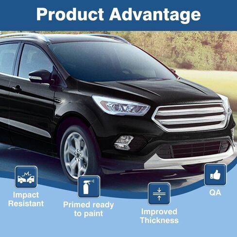مناسب لغطاء المصد الأمامي الفاخر لسيارة Ford Escape 2017-2019 - استبدال بلاستيكي متين مع فتحات مصابيح الضباب (الطراز A) - شريط وجه فولاذي للسيارات in Saudi Arabia