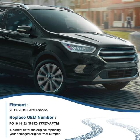 مناسب لغطاء المصد الأمامي الفاخر لسيارة Ford Escape 2017-2019 - استبدال بلاستيكي متين مع فتحات مصابيح الضباب (الطراز A) - شريط وجه فولاذي للسيارات in Saudi Arabia