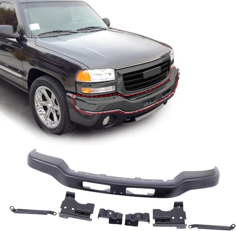 CarPartsDepot غطاء المصد الأمامي شريط الوجه مع أقواس من الفولاذ الكروم متوافق مع 2003-2007 GMC Sierra 1500 2500 3500 GM1002463 15098990 in Saudi Arabia