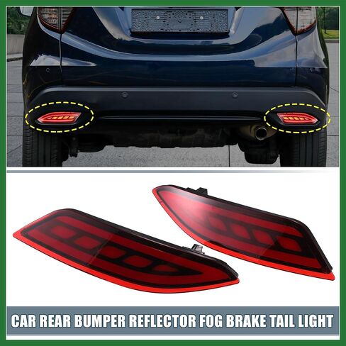 Motoforti Rear Bumper Reflector LED Fog Brake Tail Turn Signal Light 33505T7SA01 33555T7SA01 Red Yellow for Honda HR-V 2015-2021 Red Lens (Set of 2) Long-Lasting in Saudi Arabia