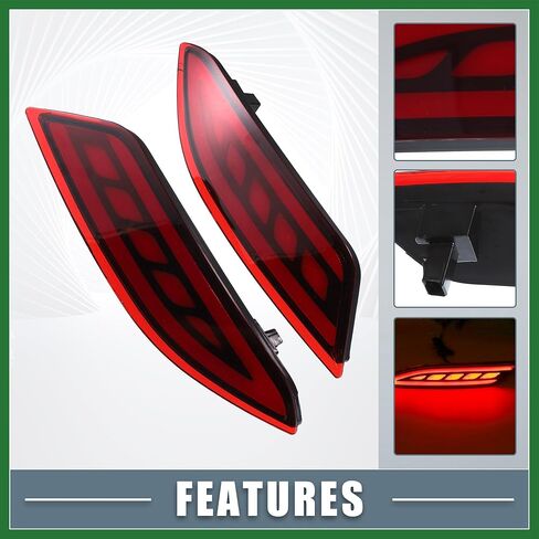 Motoforti Rear Bumper Reflector LED Fog Brake Tail Turn Signal Light 33505T7SA01 33555T7SA01 Red Yellow for Honda HR-V 2015-2021 Red Lens (Set of 2) Long-Lasting in Saudi Arabia