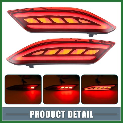 Motoforti Rear Bumper Reflector LED Fog Brake Tail Turn Signal Light 33505T7SA01 33555T7SA01 Red Yellow for Honda HR-V 2015-2021 Red Lens (Set of 2) Long-Lasting in Saudi Arabia