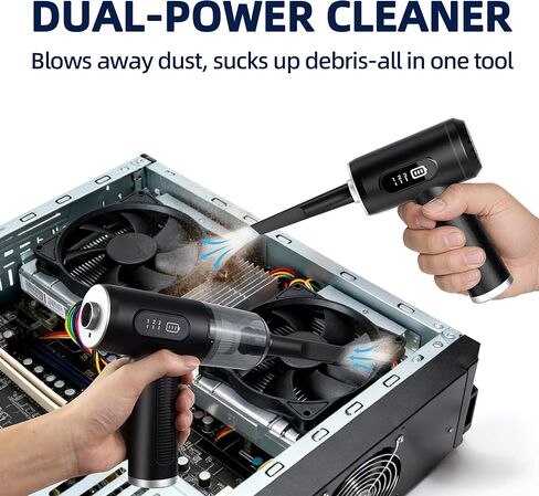 Compressed Air Duster & Vacuum Cleaner-3 Gear Adjustable 100000RPM Handheld Car Vacuum/Air Blower,Electric Air Duster with LED Light for Keyboard Electric Devices Cleaning.Replaces Compressed Air Cans in Saudi Arabia