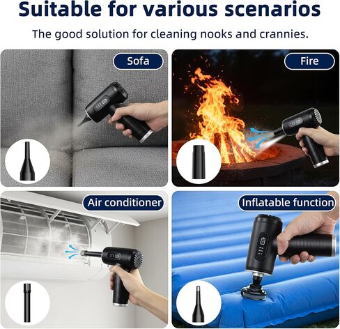 Compressed Air Duster & Vacuum Cleaner-3 Gear Adjustable 100000RPM Handheld Car Vacuum/Air Blower,Electric Air Duster with LED Light for Keyboard Electric Devices Cleaning.Replaces Compressed Air Cans in Saudi Arabia