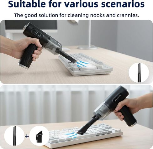 Compressed Air Duster & Vacuum Cleaner-3 Gear Adjustable 100000RPM Handheld Car Vacuum/Air Blower,Electric Air Duster with LED Light for Keyboard Electric Devices Cleaning.Replaces Compressed Air Cans in Saudi Arabia