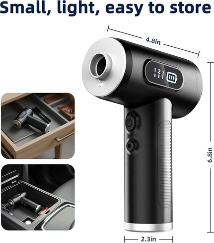 Compressed Air Duster & Vacuum Cleaner-3 Gear Adjustable 100000RPM Handheld Car Vacuum/Air Blower,Electric Air Duster with LED Light for Keyboard Electric Devices Cleaning.Replaces Compressed Air Cans in Saudi Arabia