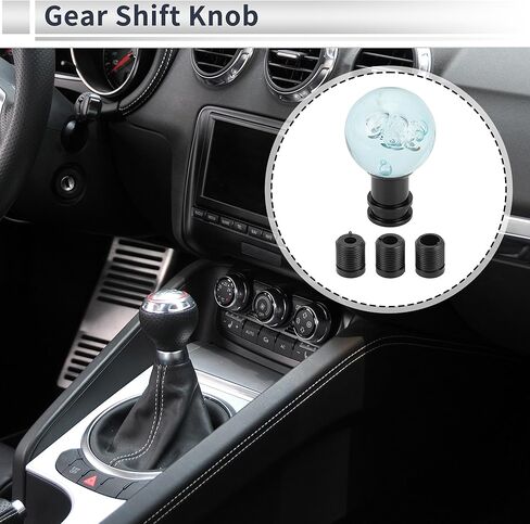 Car Gear Shift Knob Acrylic Aluminum Alloy Stick Shifter Lever Knob for Automatic and Manual Vehicle with 3 Adapter Light Blue 1 Set in Saudi Arabia