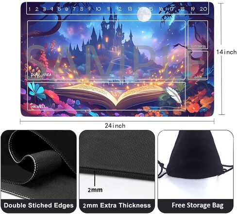 Playmats Compatible for Lorcana Playmat Size 24x14 Inches TCG Gaming Mat, Non-Slip Rubber with Zones Play Mat and Free Storage Bag (DIS7) in Saudi Arabia