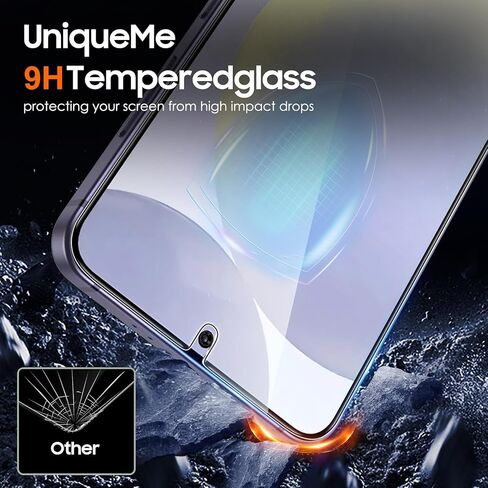 UniqueMe for Samsung Galaxy S24 Ultra Screen Protector, Case Friendly HD Clear Anti-Scratch 9H Tempered Glass for S24 Ultra 2 Pack + Camera Lens Protector 2 Pack 6.8 inch in Kuwait
