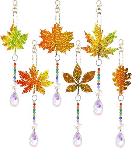 6 Pcs Snowflake Diamond Painting Keychain Kit 5d DIY Diamond Art Suncatchers Wind Chimes Hanging Ornaments for Christmas Crafts Decoration in Saudi Arabia