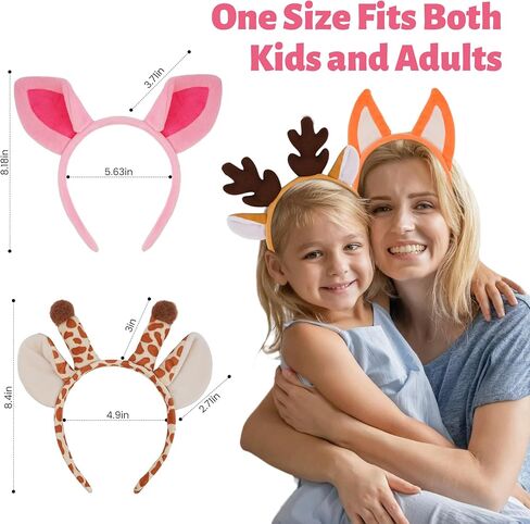 6 Pcs Animal Ears Headbands, Jungle Animal Headbands, Cosplay Hair Hoop for Birthday Halloween Costume Party, Fluffy Costume Headpiece for Kids in Saudi Arabia