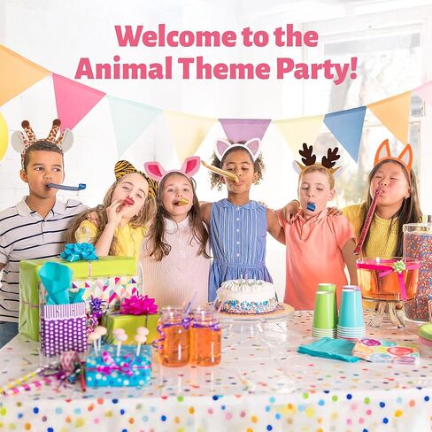 6 Pcs Animal Ears Headbands, Jungle Animal Headbands, Cosplay Hair Hoop for Birthday Halloween Costume Party, Fluffy Costume Headpiece for Kids in Saudi Arabia