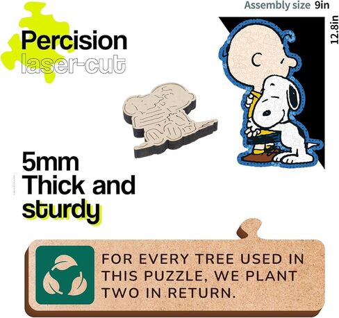 Peanuts Puzzles for Adults – Charlie Brown Wooden Puzzle, 200 Pieces Unique Shaped Jigsaw Puzzles, Snoopy Gifts for Women, 5MM Thick, Officially Licensed Merchandise – Better Together, 9" x 12.8" in Saudi Arabia