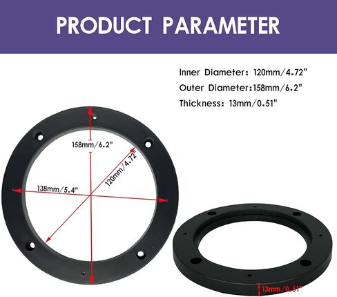 6X9 Universal Plastic Vehicle Speaker Spacer Ring Adapter, 6" x 9" Inch Car Speaker Beveled Spacer Mounting Bracket Adapter Speaker Mat, 1 Pair in Saudi Arabia